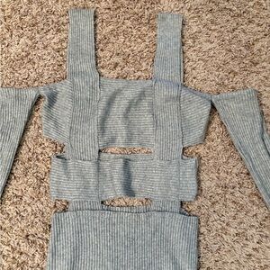 Dolls Kill Gray Ribbed Cutout Dress